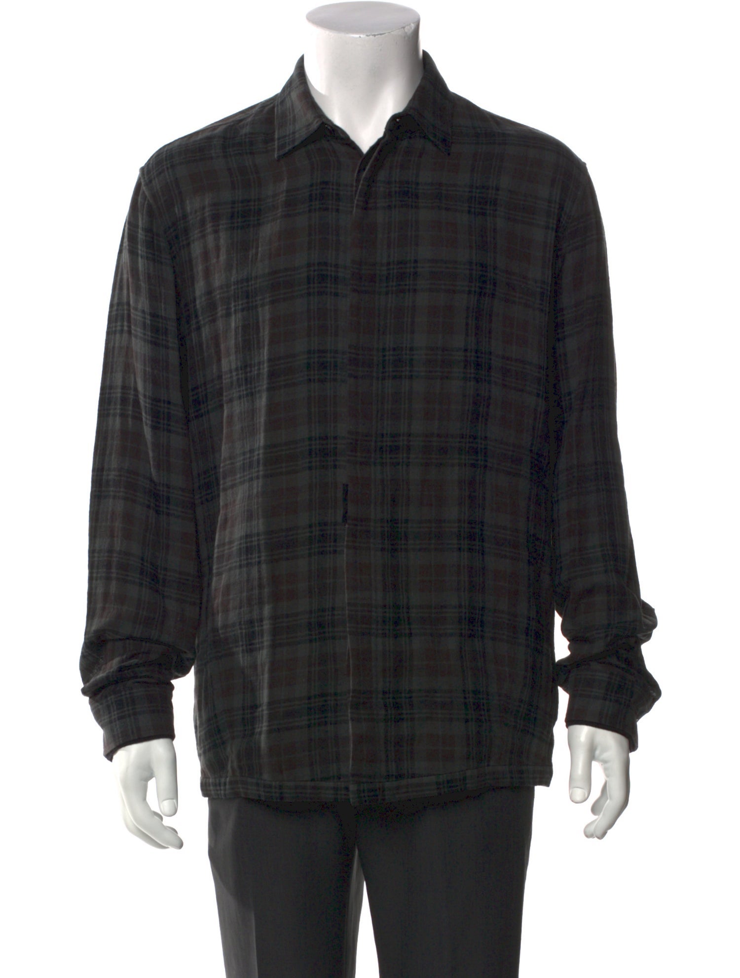Helmut Lang Plaid Print Long Sleeve Shirt