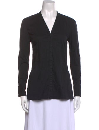 Helmut Lang V-Neck Long Sleeve Button-Up Top