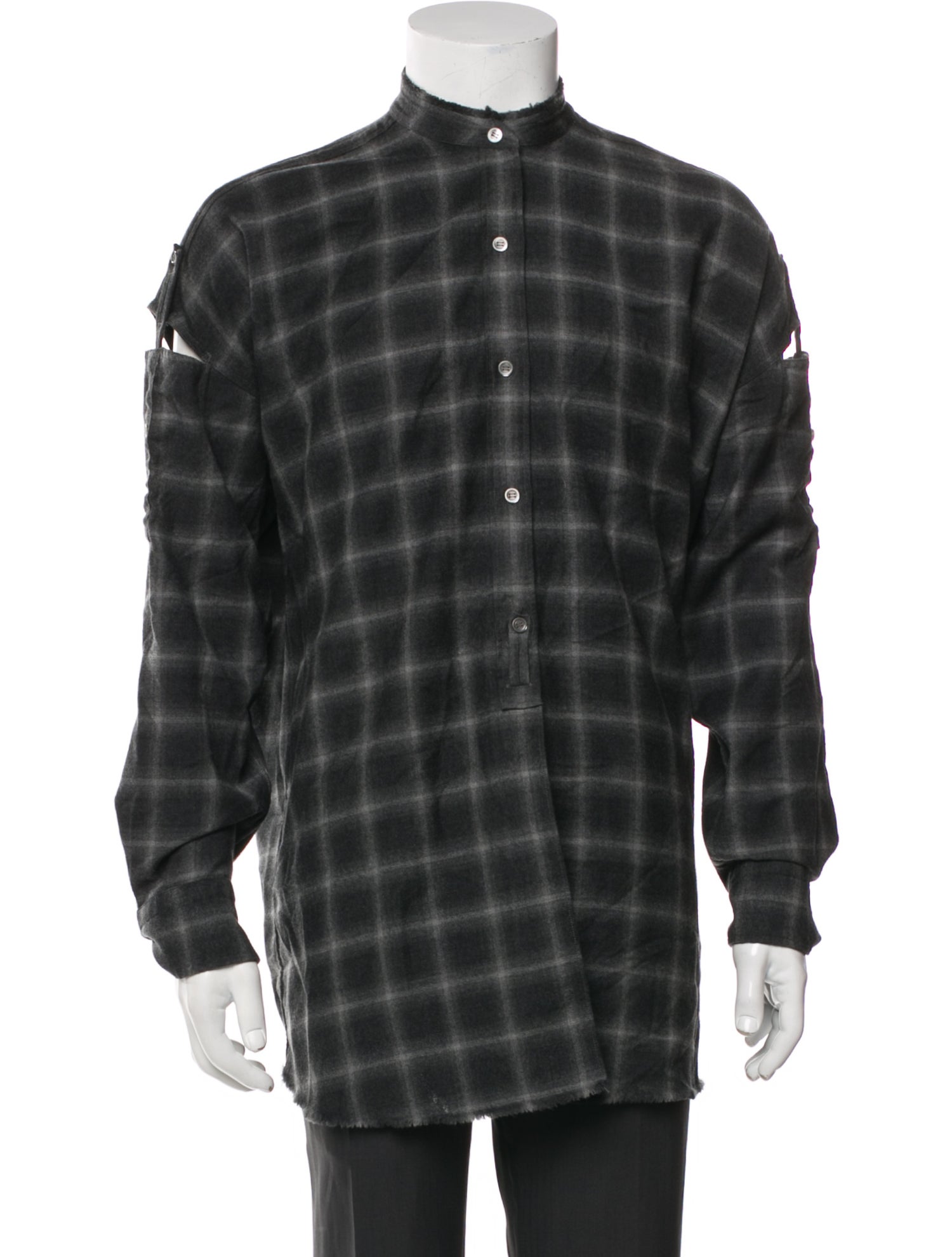 Helmut Lang Wool Plaid Print Shirt