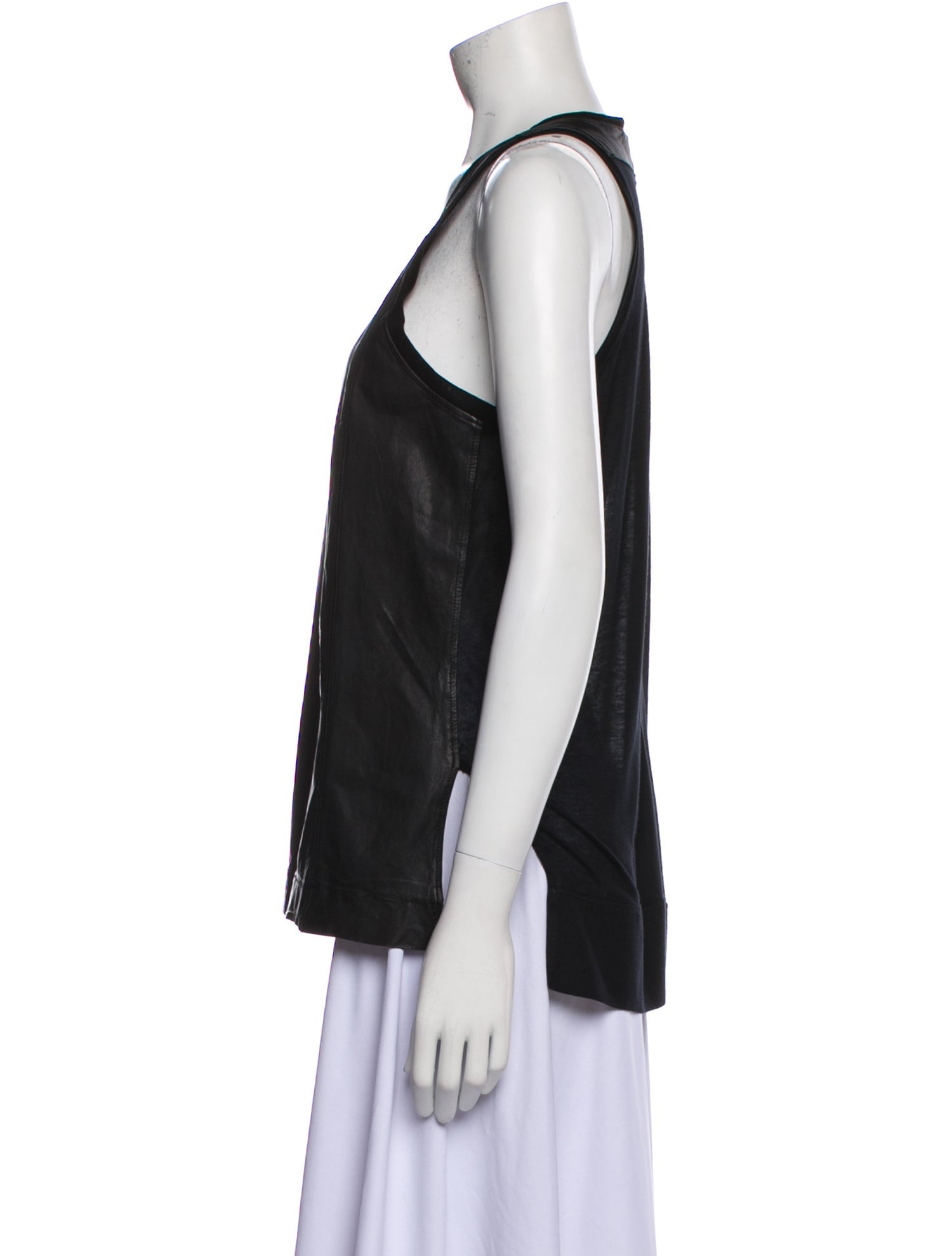 Helmut Lang Leather Scoop Neck Top