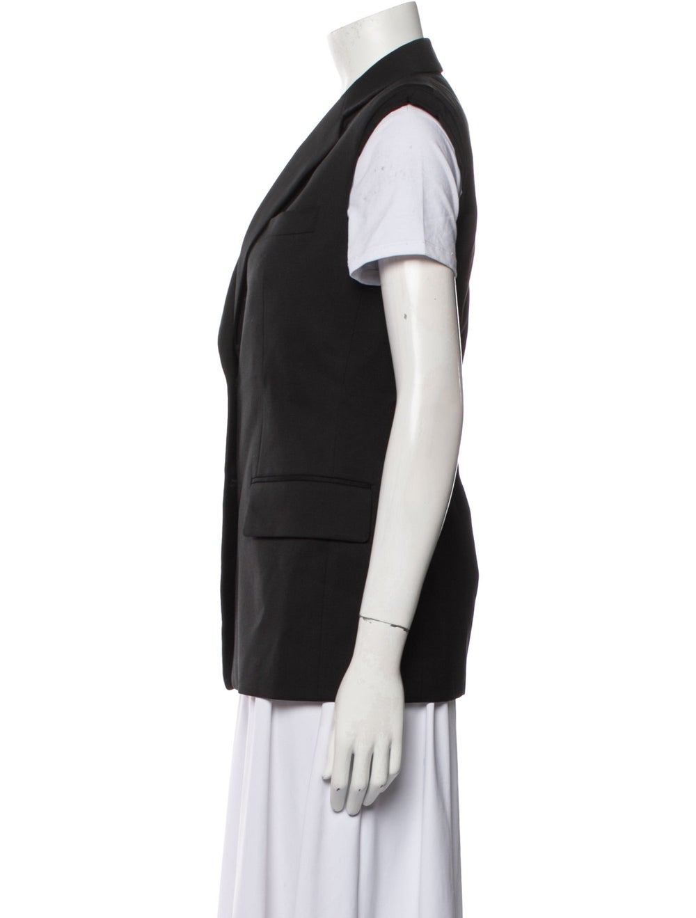 Helmut Lang Virgin Wool Vest Black Pointed Collar… - image 2