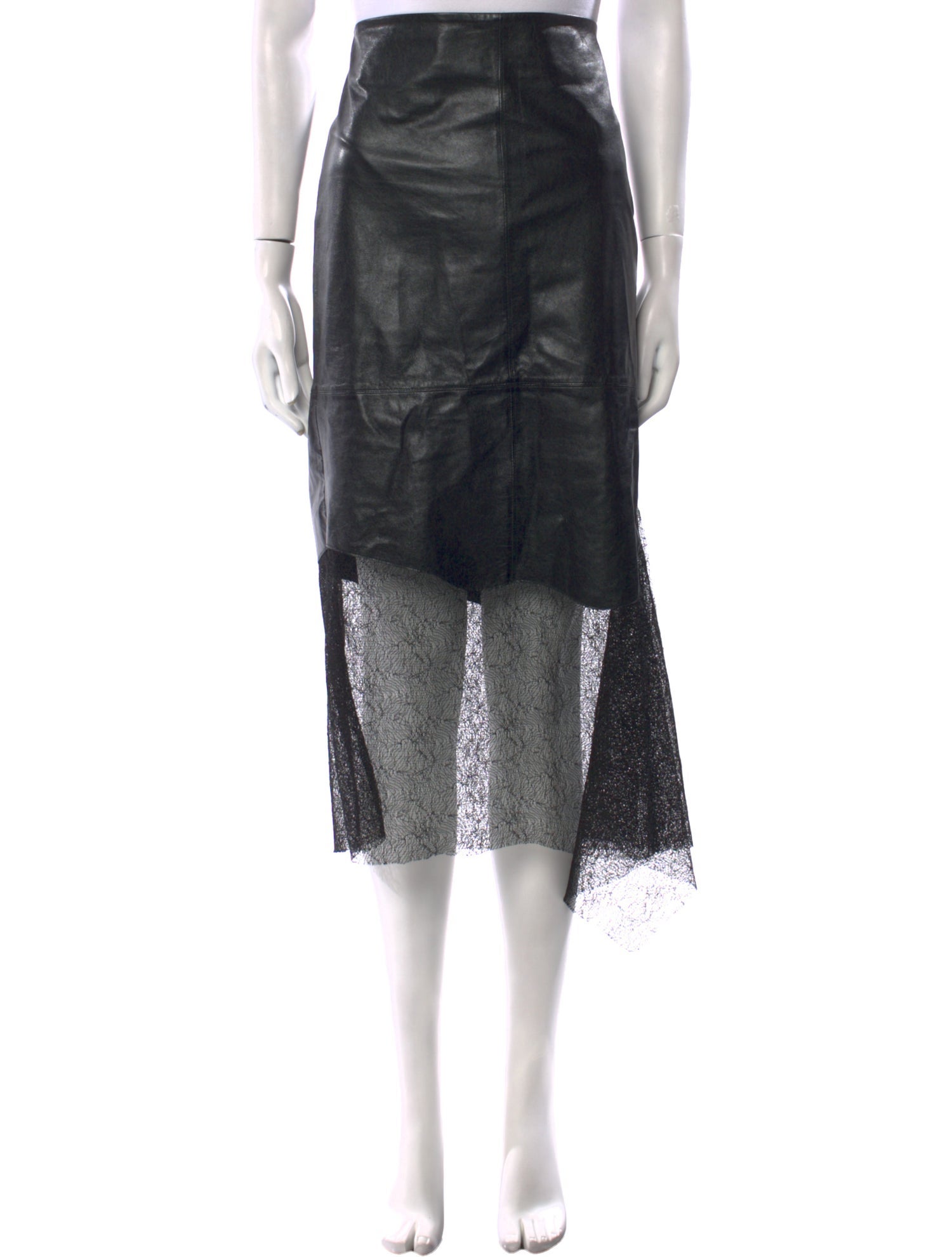 Helmut Lang Leather Midi Length Skirt