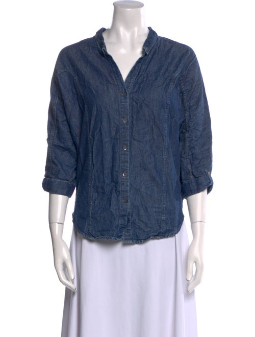 Helmut Lang V-Neck Three-Quarter Sleeve Button-Up Top