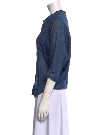 Helmut Lang V-Neck Three-Quarter Sleeve Button-Up Top