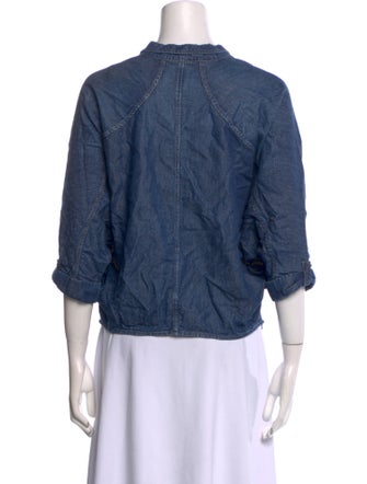 Helmut Lang V-Neck Three-Quarter Sleeve Button-Up Top