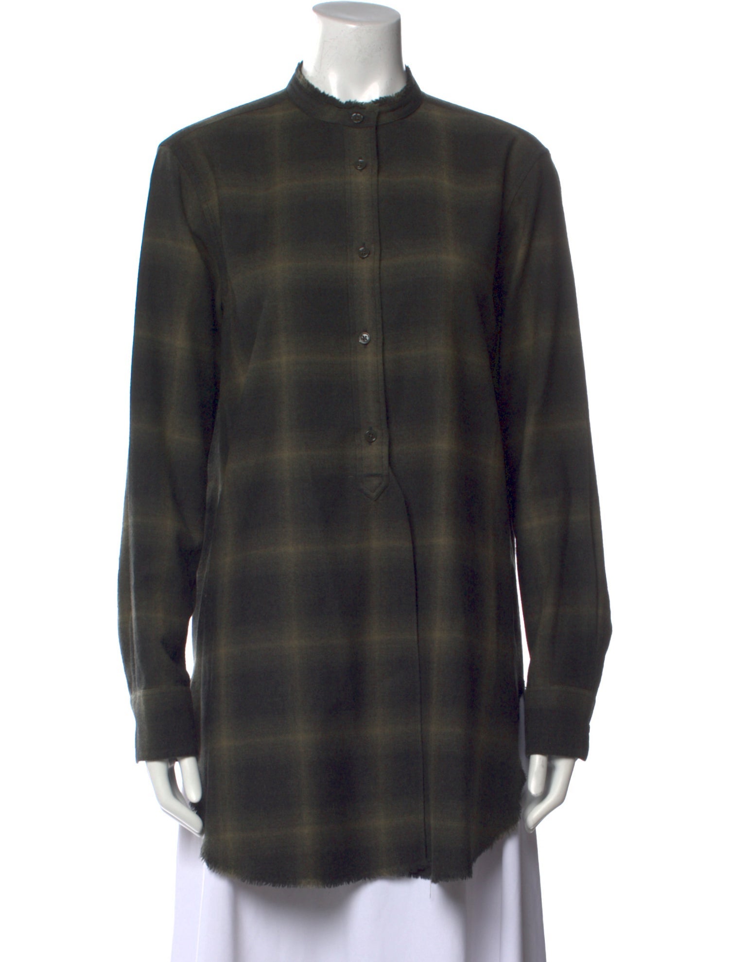 Helmut Lang Wool Plaid Print Tunic