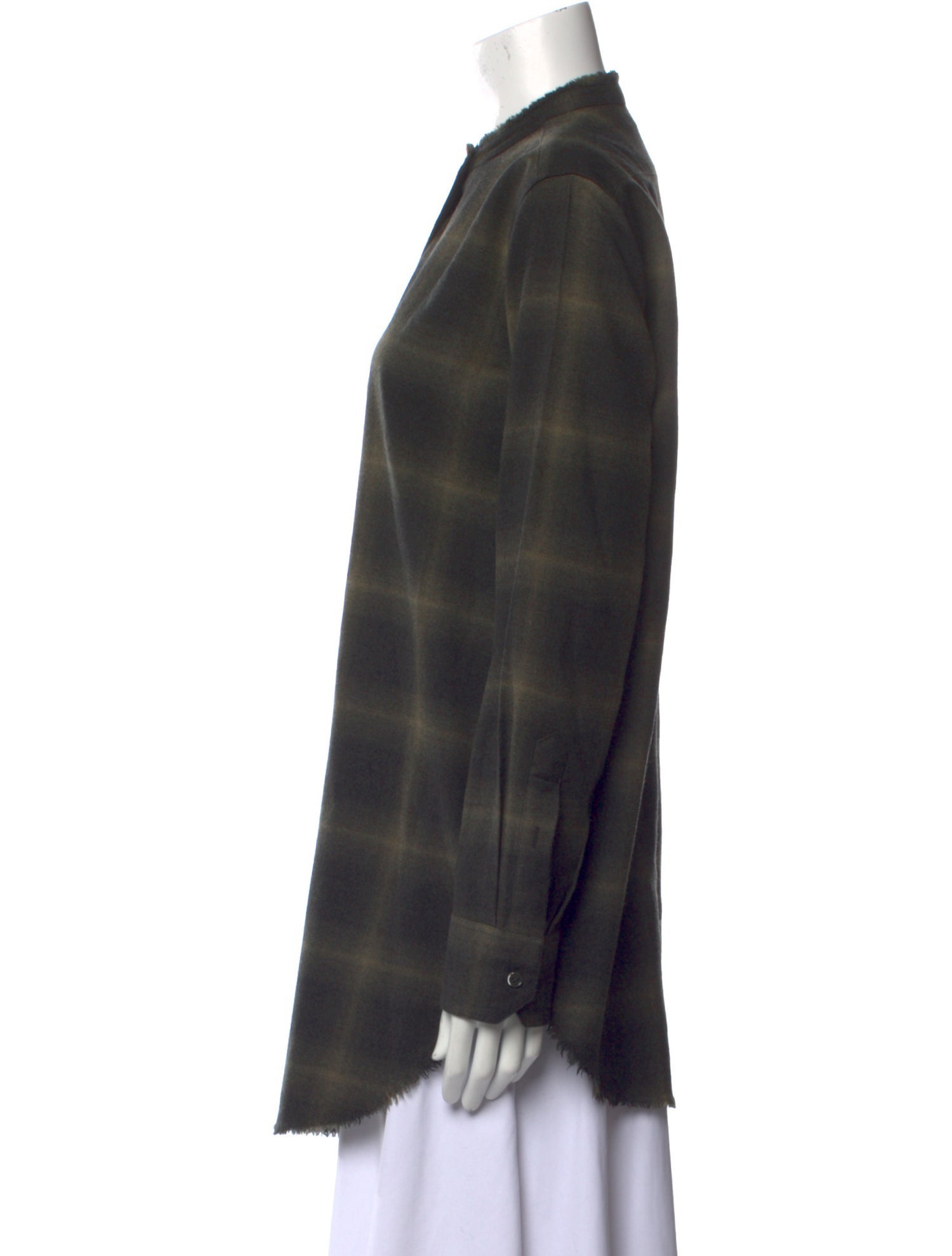 Helmut Lang Wool Plaid Print Tunic