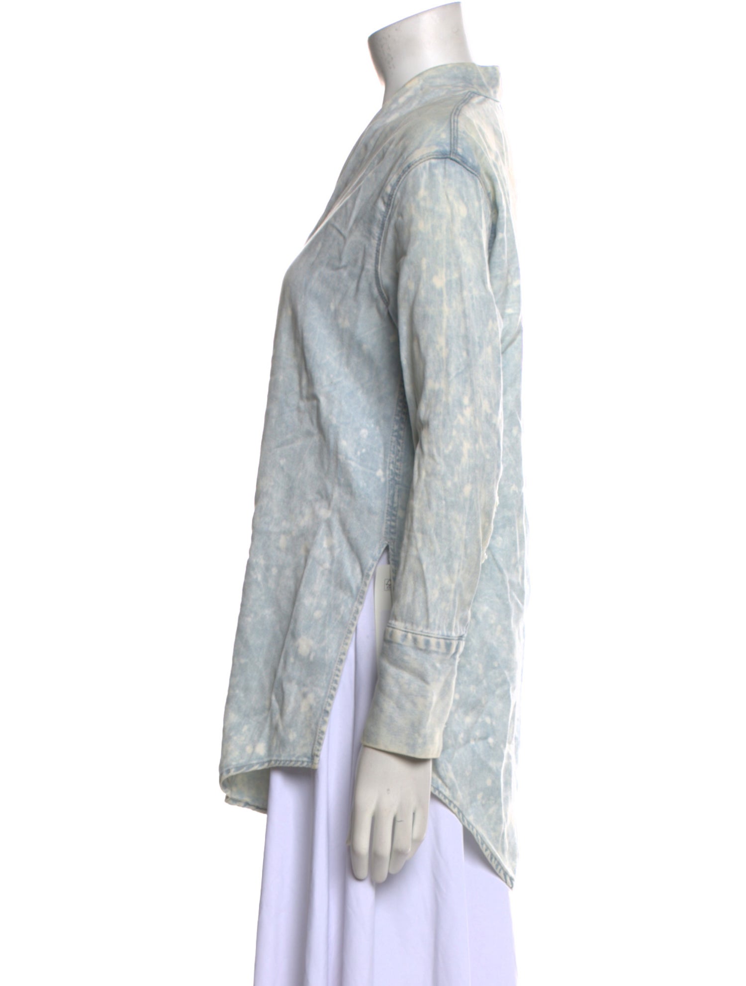 Helmut Lang Printed V-Neck Button-Up Top