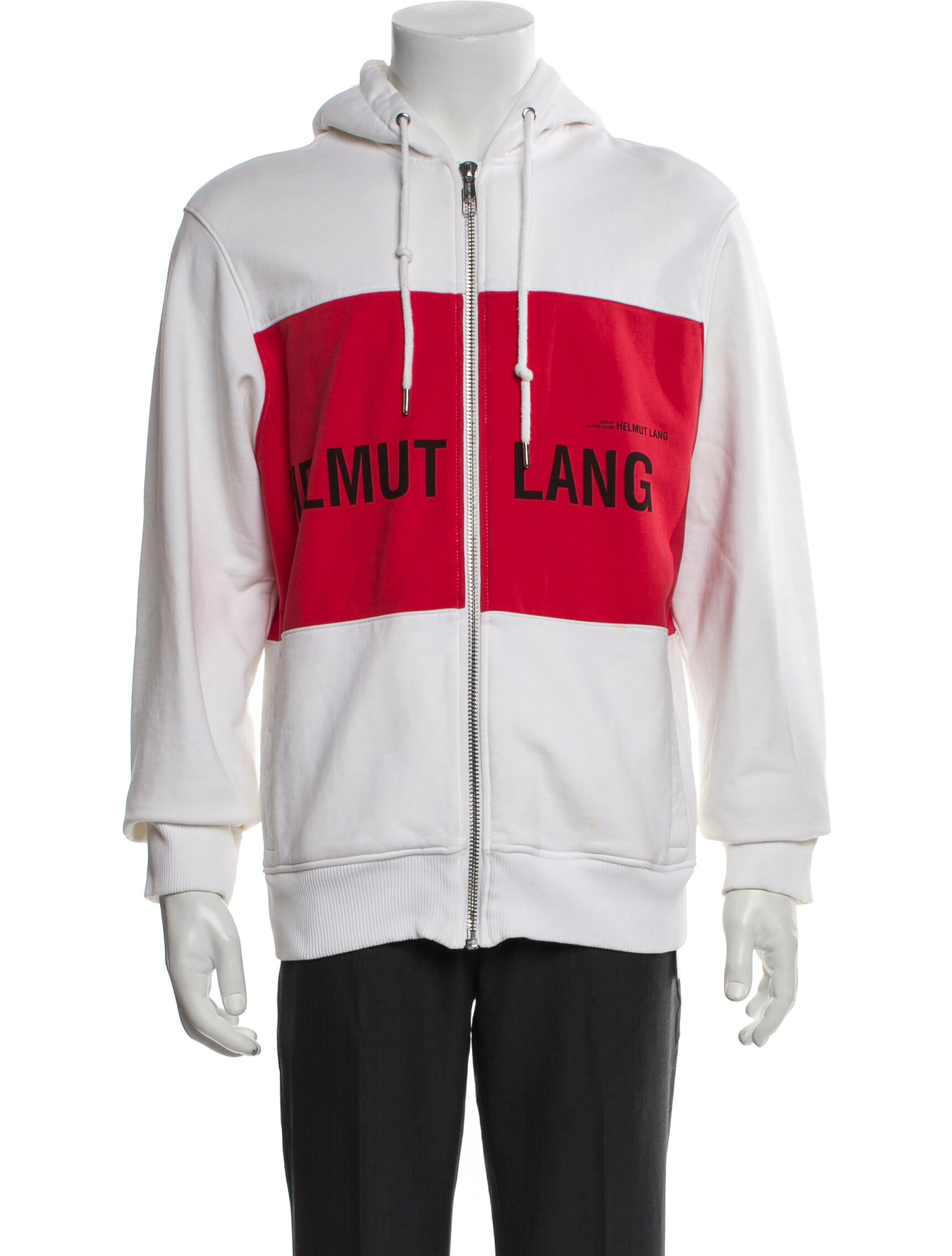 Helmut Lang Colorblock Pattern Crew Neck Hoodie
