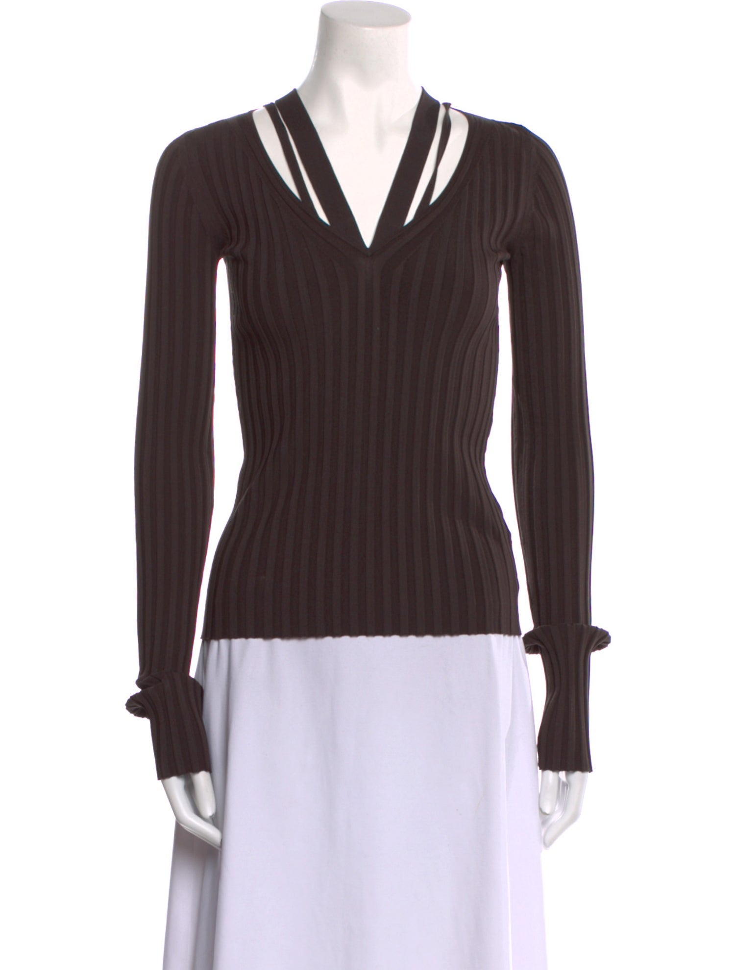 Helmut Lang V-Neck Long Sleeve Top