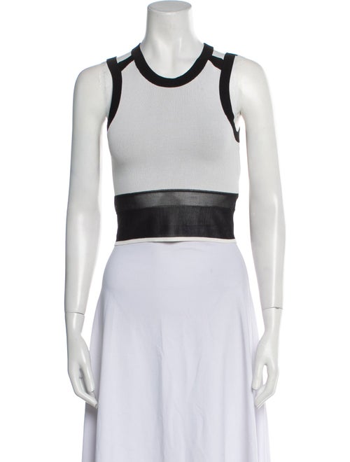Helmut Lang Colorblock Pattern Crew Neck Crop Top