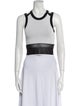 Helmut Lang Colorblock Pattern Crew Neck Crop Top