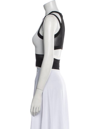 Helmut Lang Colorblock Pattern Crew Neck Crop Top