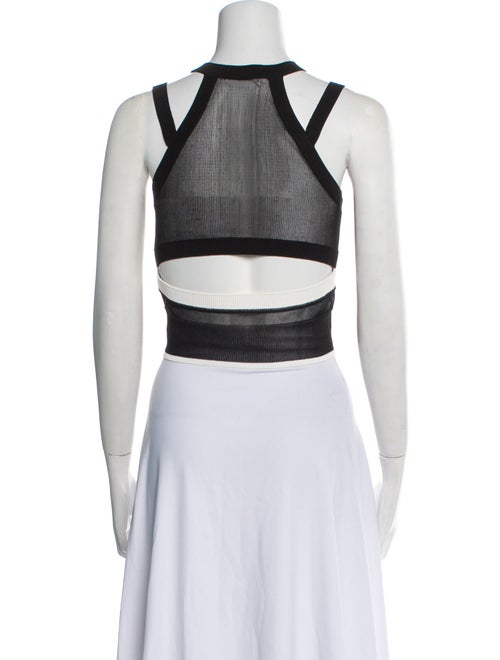 Helmut Lang Colorblock Pattern Crew Neck Crop Top