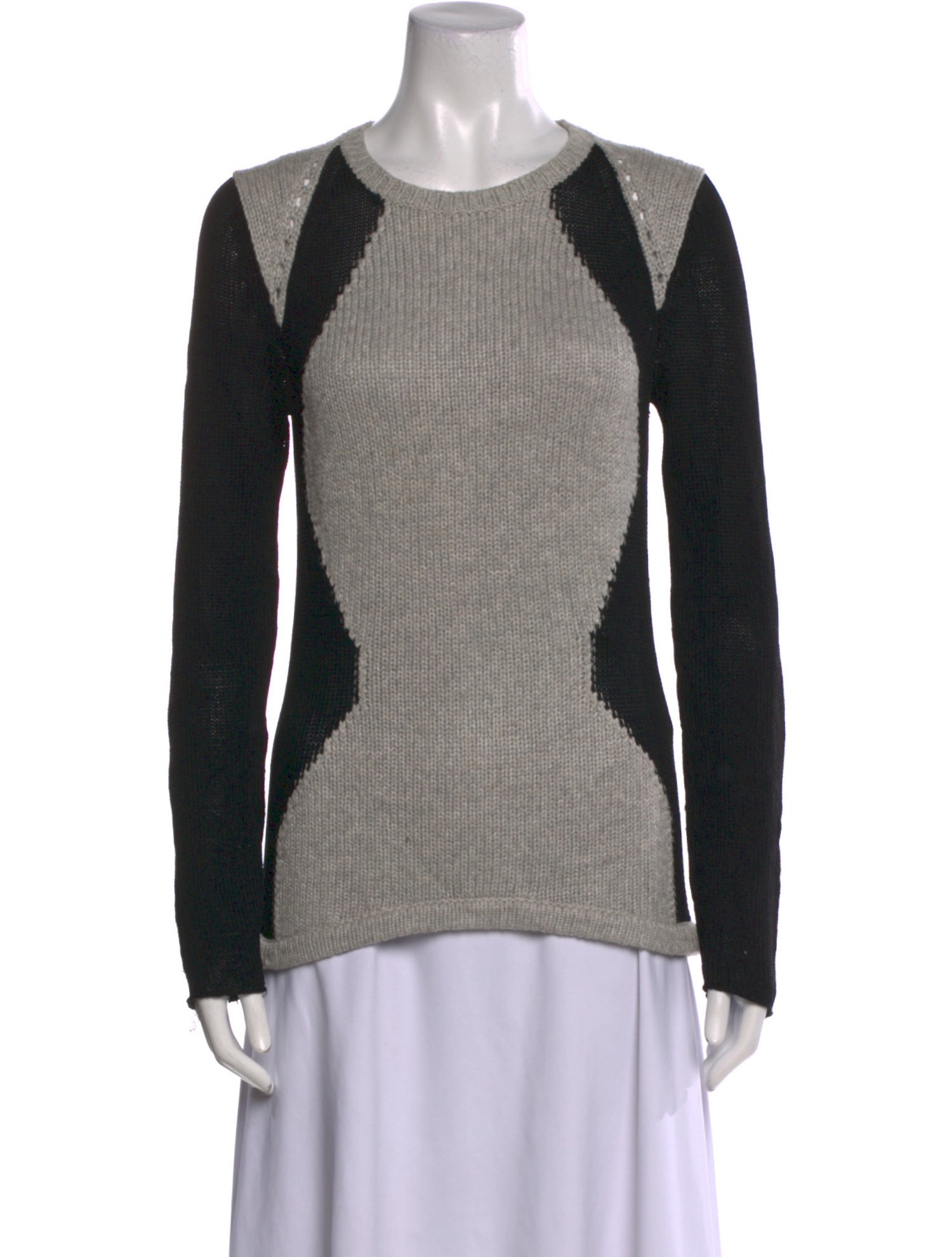 Helmut Lang Colorblock Pattern Crew Neck Sweater