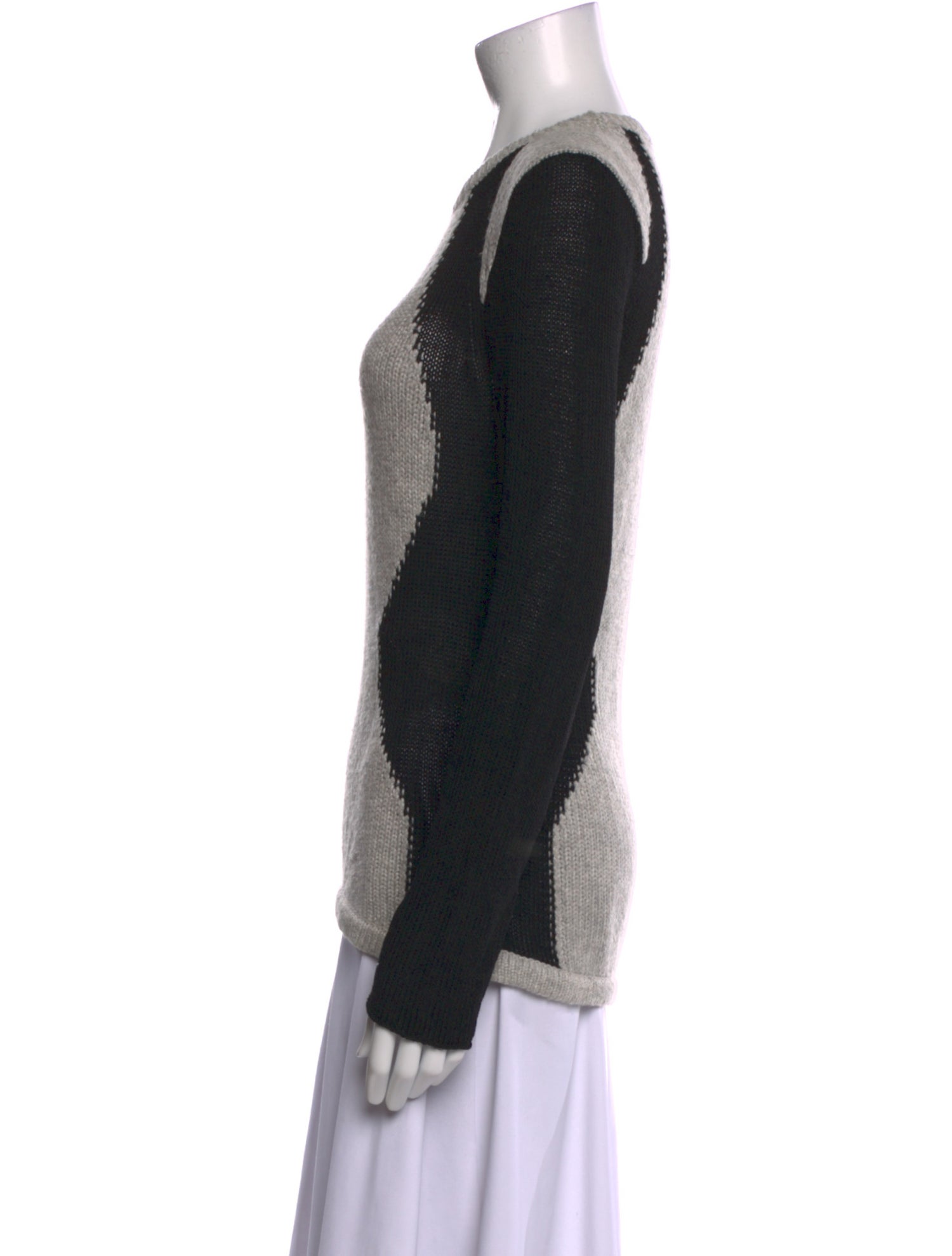 Helmut Lang Colorblock Pattern Crew Neck Sweater