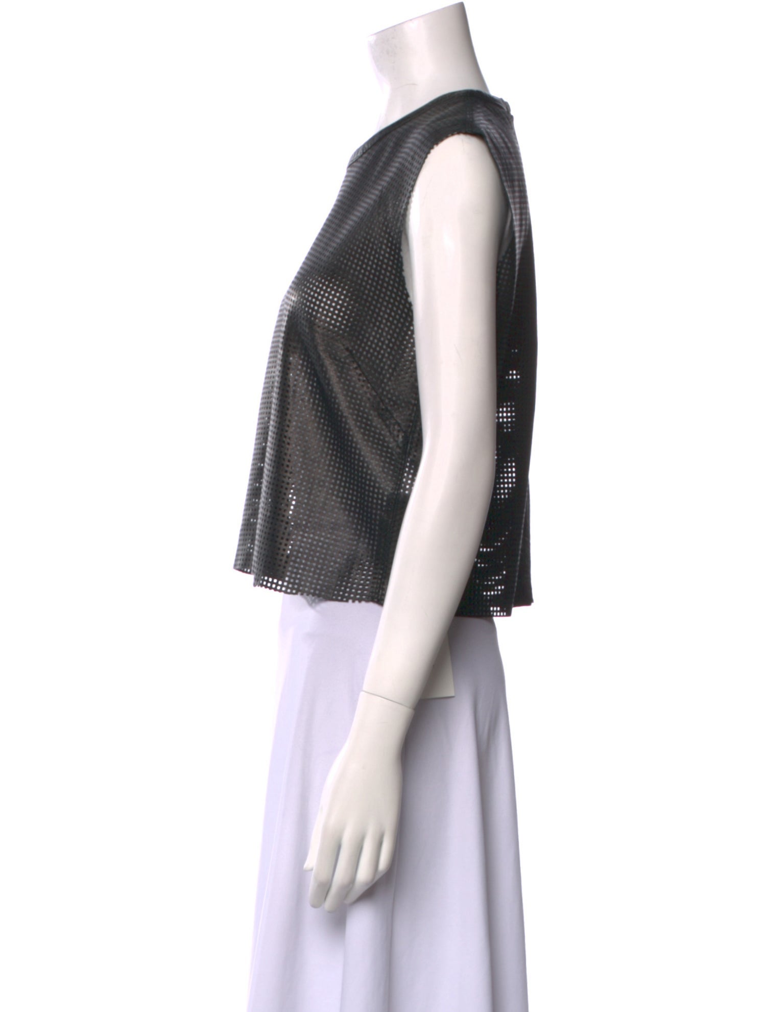 Helmut Lang Lamb Leather Crew Neck Crop Top