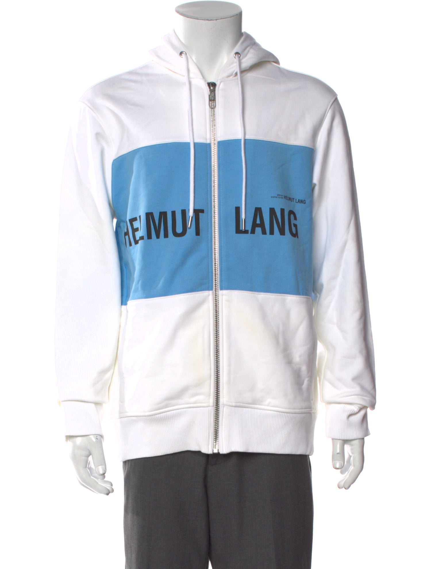 Helmut Lang Colorblock Pattern Crew Neck Hoodie
