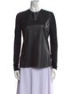 Helmut Lang Lamb Leather Crew Neck Button-Up Top