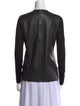 Helmut Lang Lamb Leather Crew Neck Button-Up Top