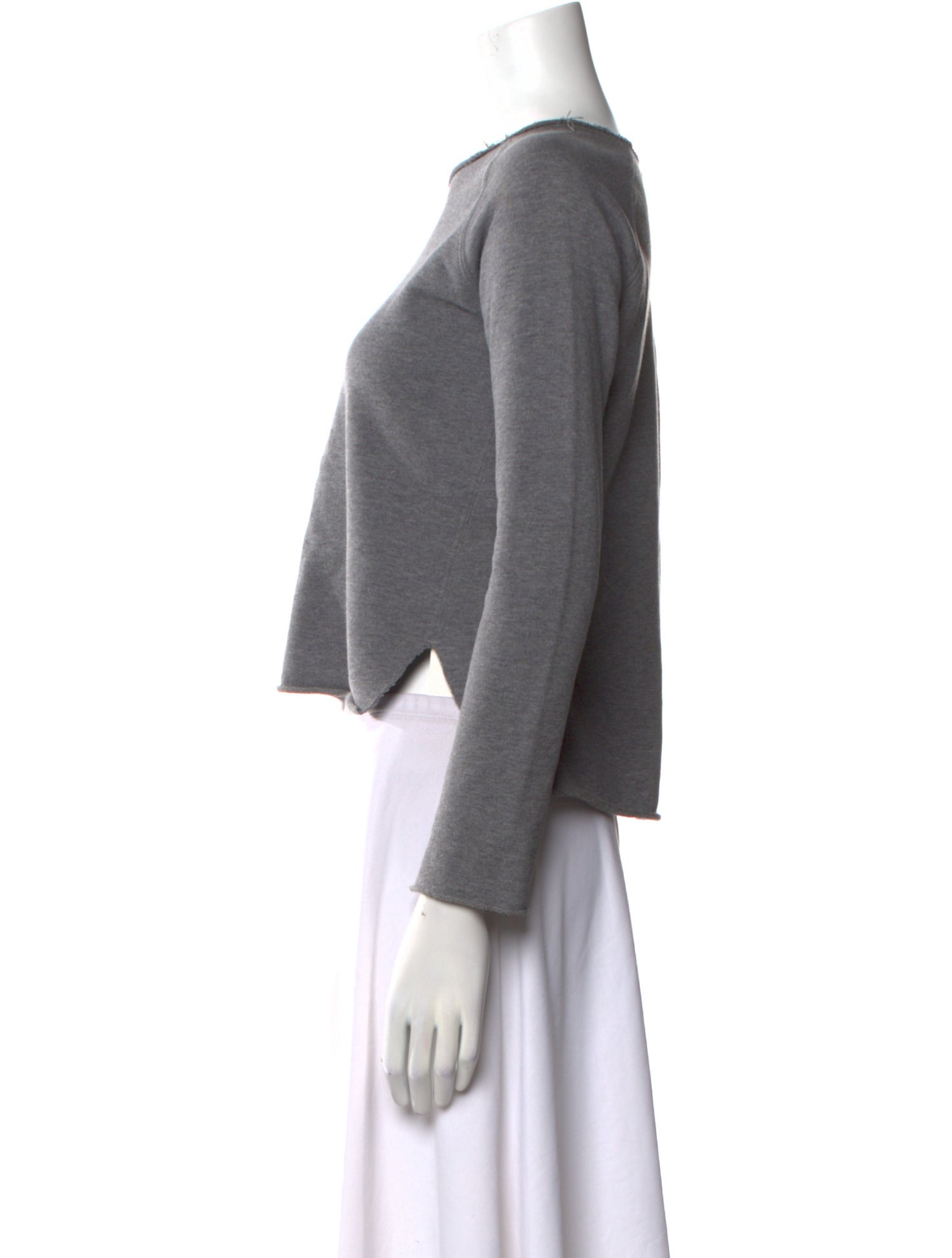 Helmut Lang Bateau Neckline Long Sleeve Crop Top