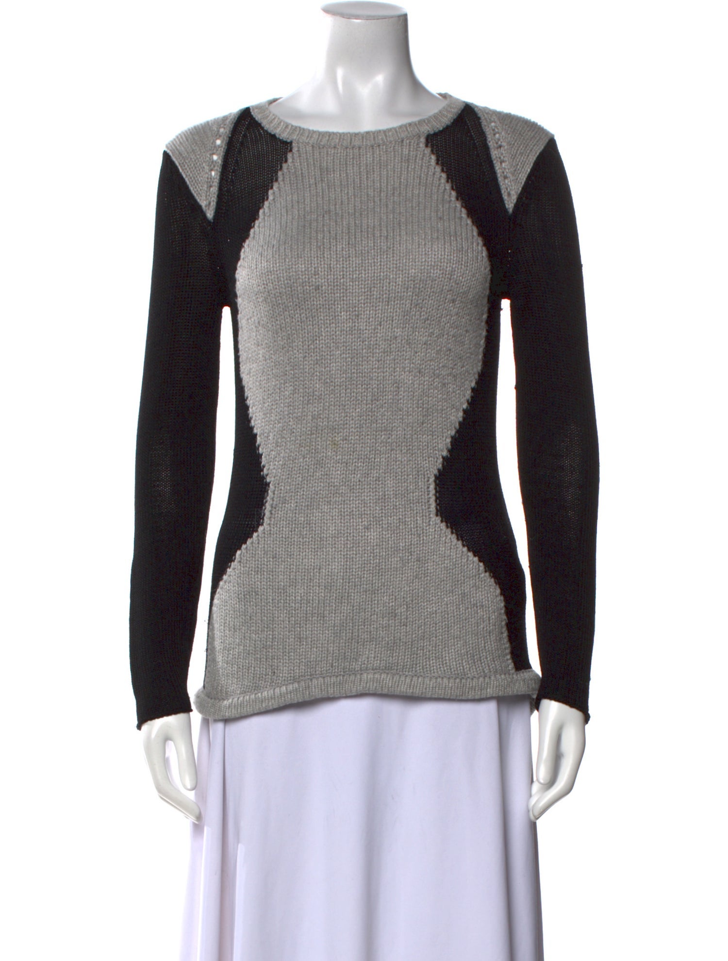 Helmut Lang Colorblock Pattern Scoop Neck Sweater