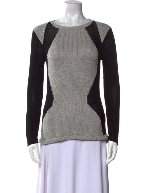 Helmut Lang Colorblock Pattern Scoop Neck Sweater