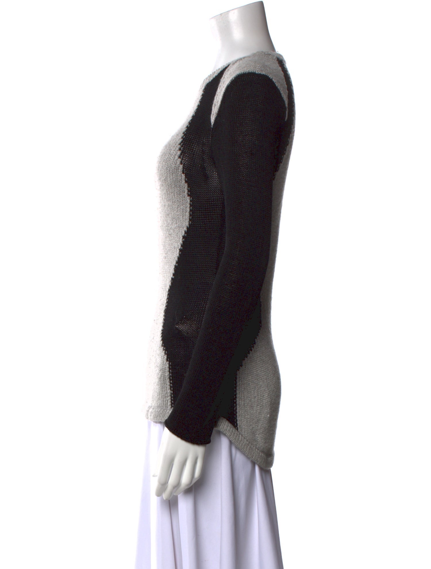 Helmut Lang Colorblock Pattern Scoop Neck Sweater