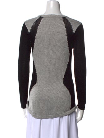 Helmut Lang Colorblock Pattern Scoop Neck Sweater
