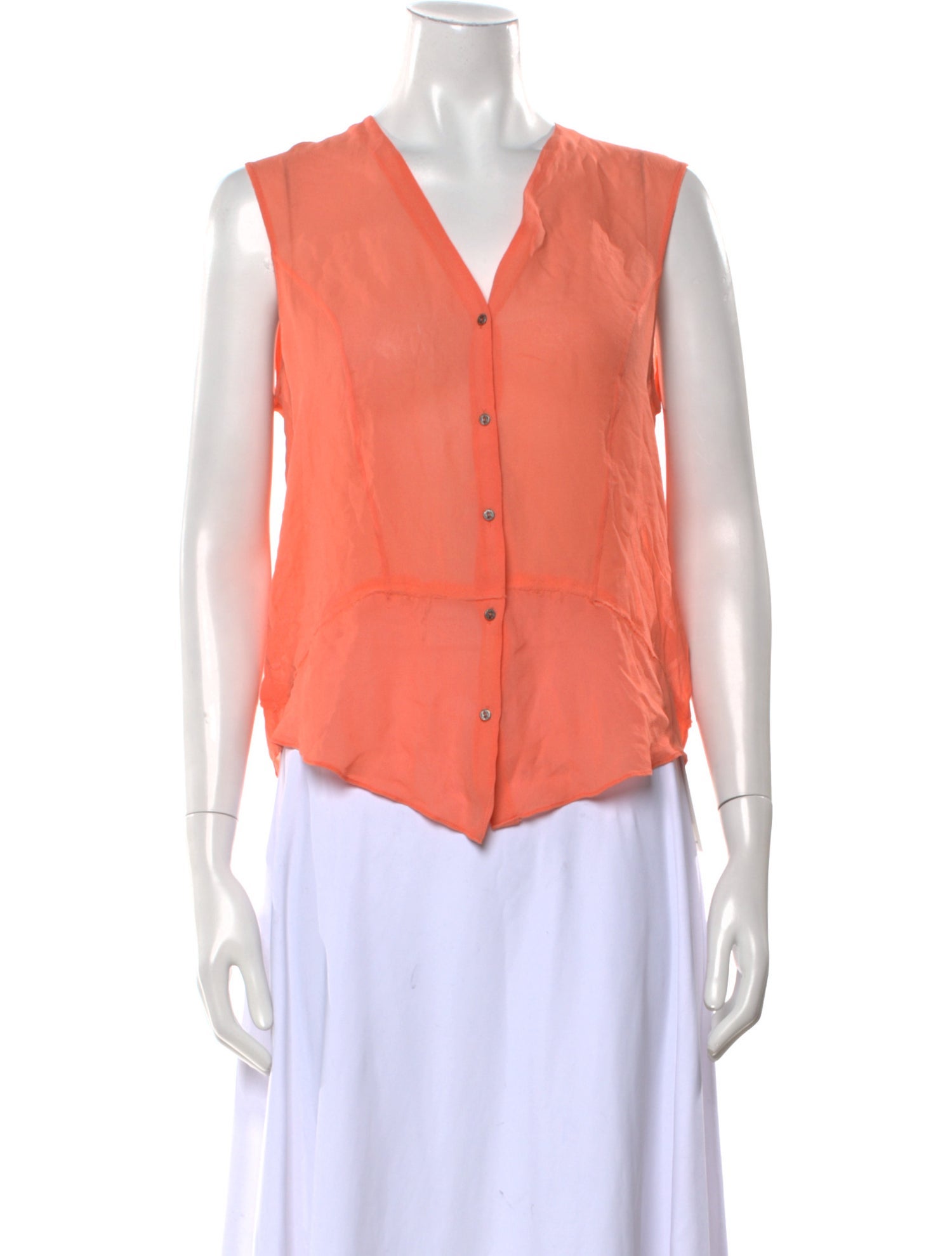 Helmut Lang Silk V-Neck Crop Top