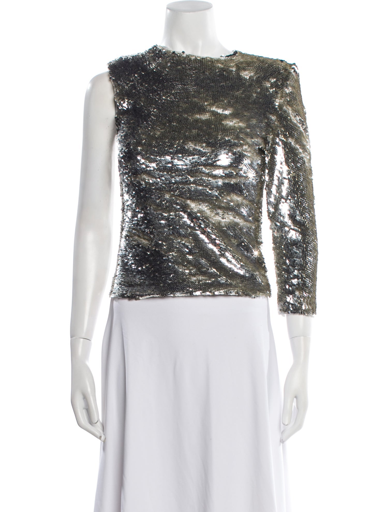 Helmut Lang Bateau Neckline Three-Quarter Sleeve Crop Top