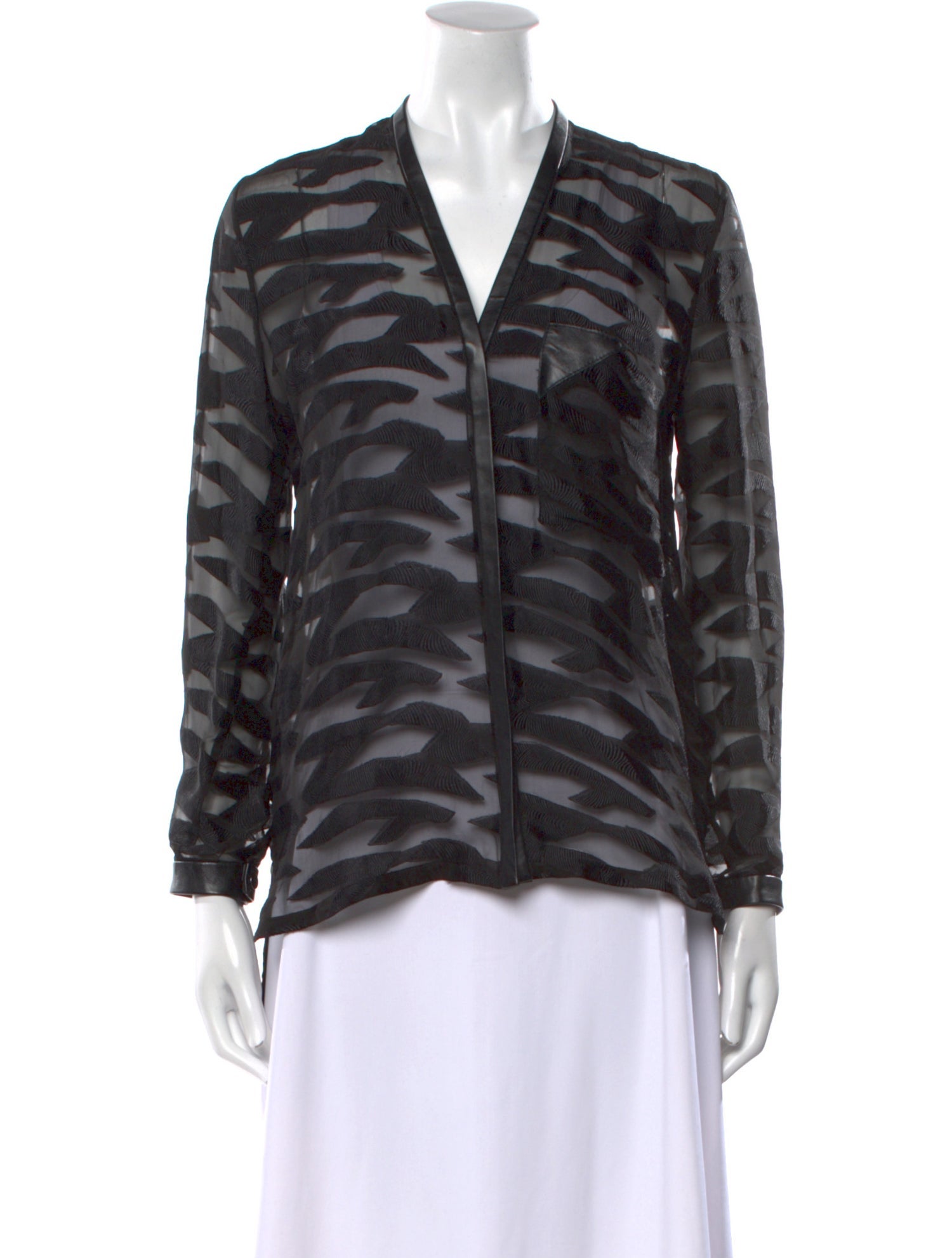 Helmut Lang Animal Print V-Neck Blouse