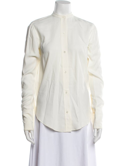 Helmut Lang Mock Neck Long Sleeve Button-Up Top
