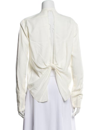 Helmut Lang Mock Neck Long Sleeve Button-Up Top