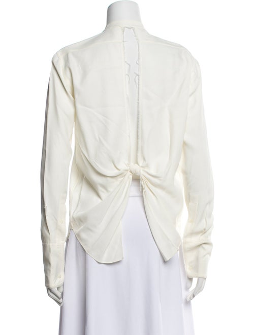 Helmut Lang Mock Neck Long Sleeve Button-Up Top