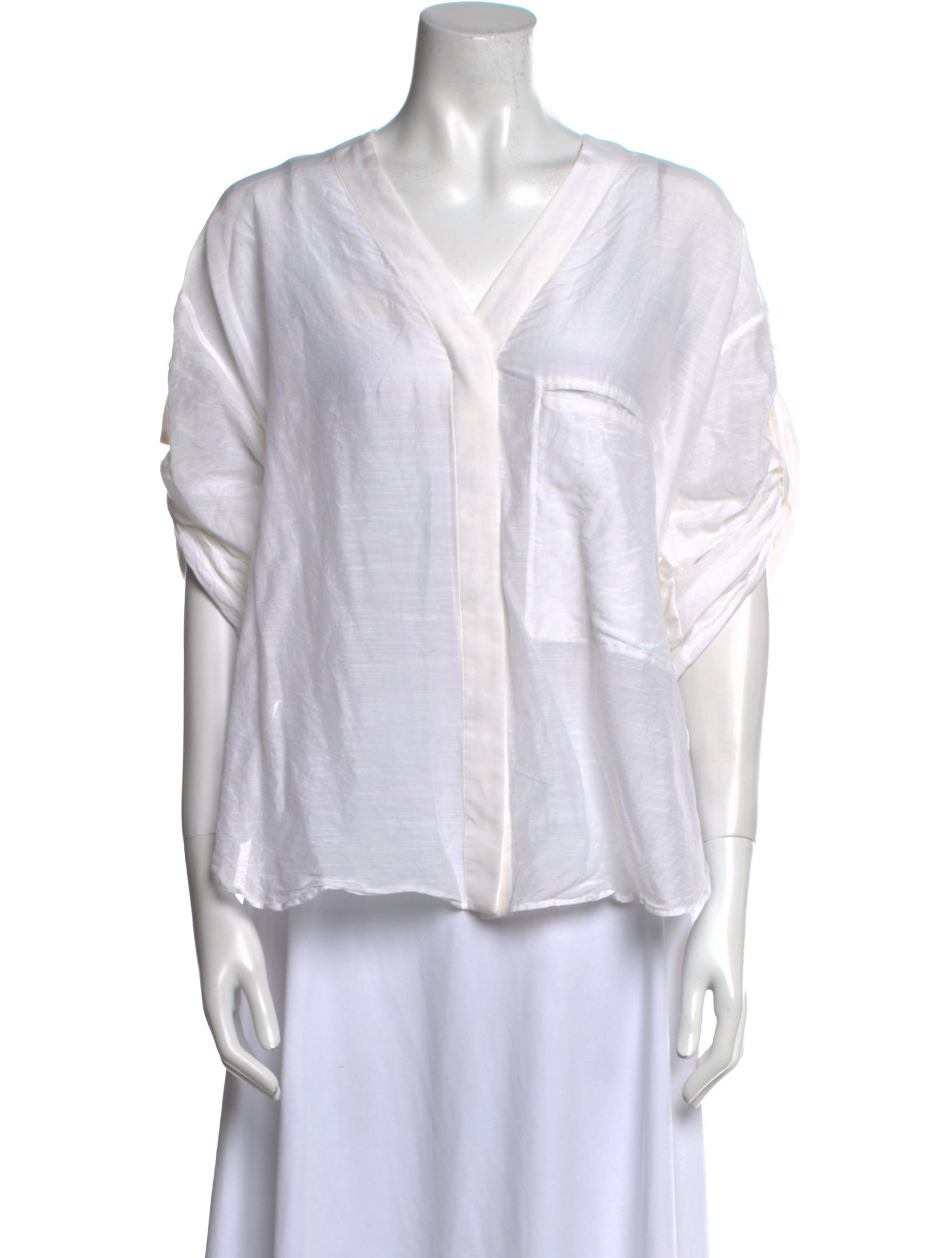 Helmut Lang V-Neck Three-Quarter Sleeve Blouse