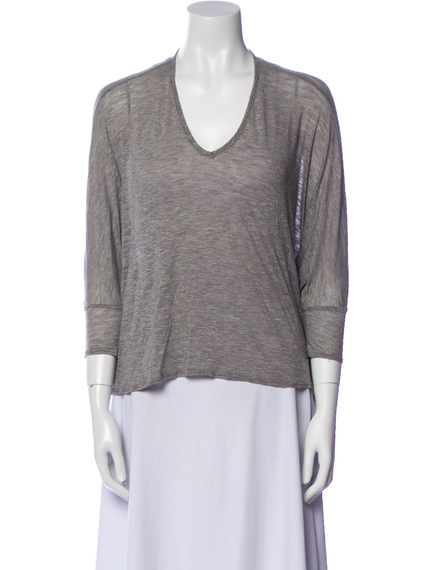 Helmut Lang V-Neck Three-Quarter Sleeve Top
