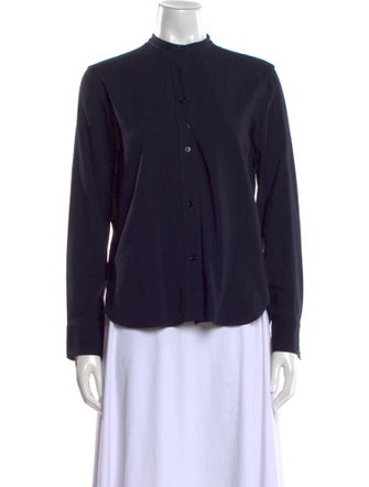 Helmut Lang Mock Neck Long Sleeve Button-Up Top