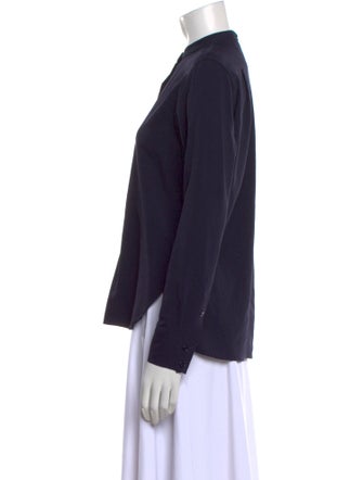 Helmut Lang Mock Neck Long Sleeve Button-Up Top
