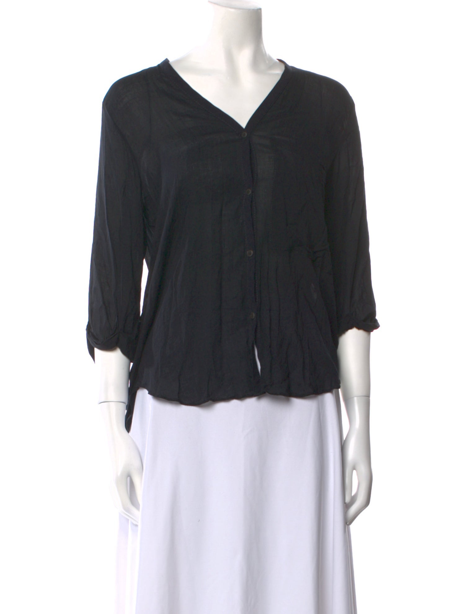 Helmut Lang V-Neck Three-Quarter Sleeve Blouse