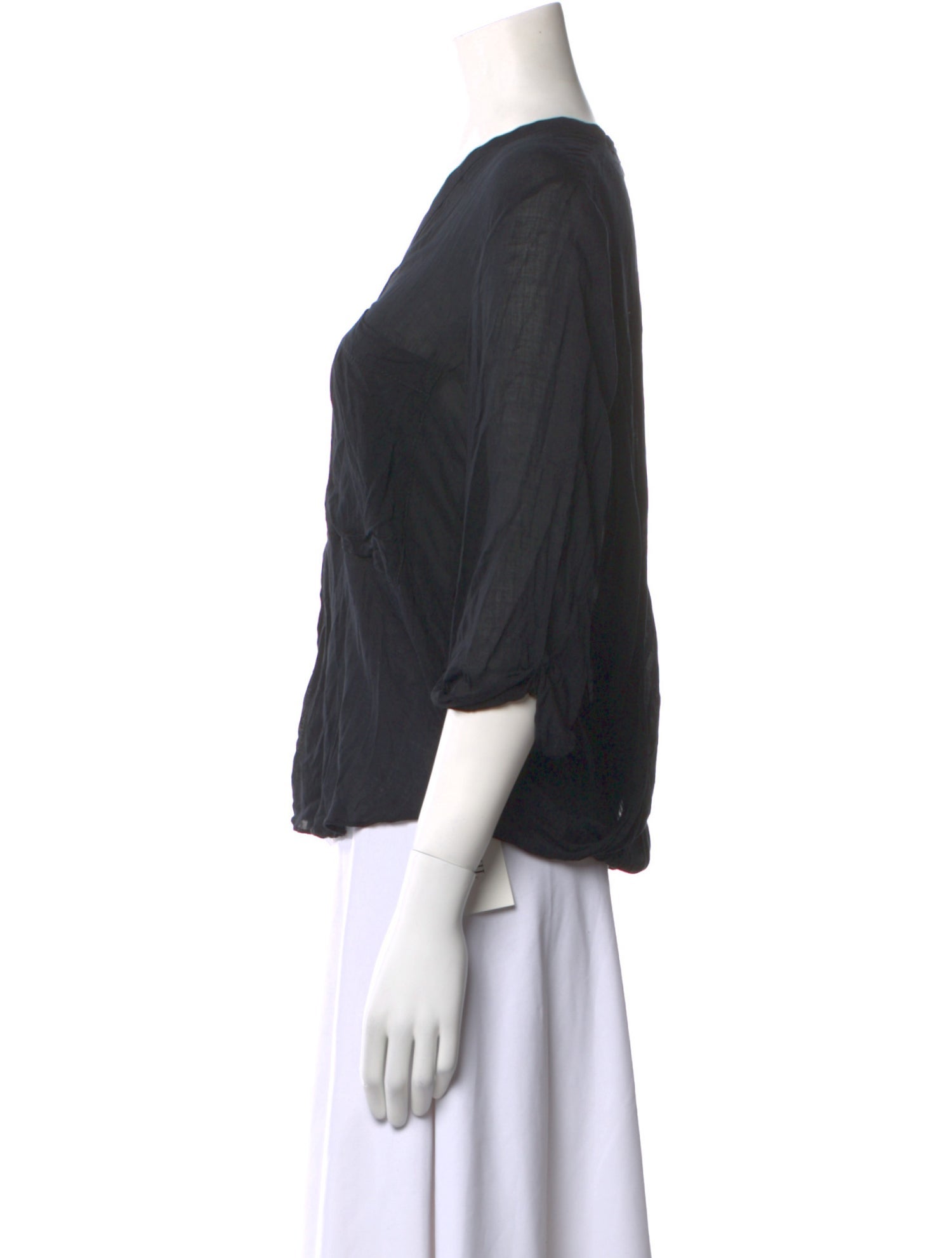 Helmut Lang V-Neck Three-Quarter Sleeve Blouse