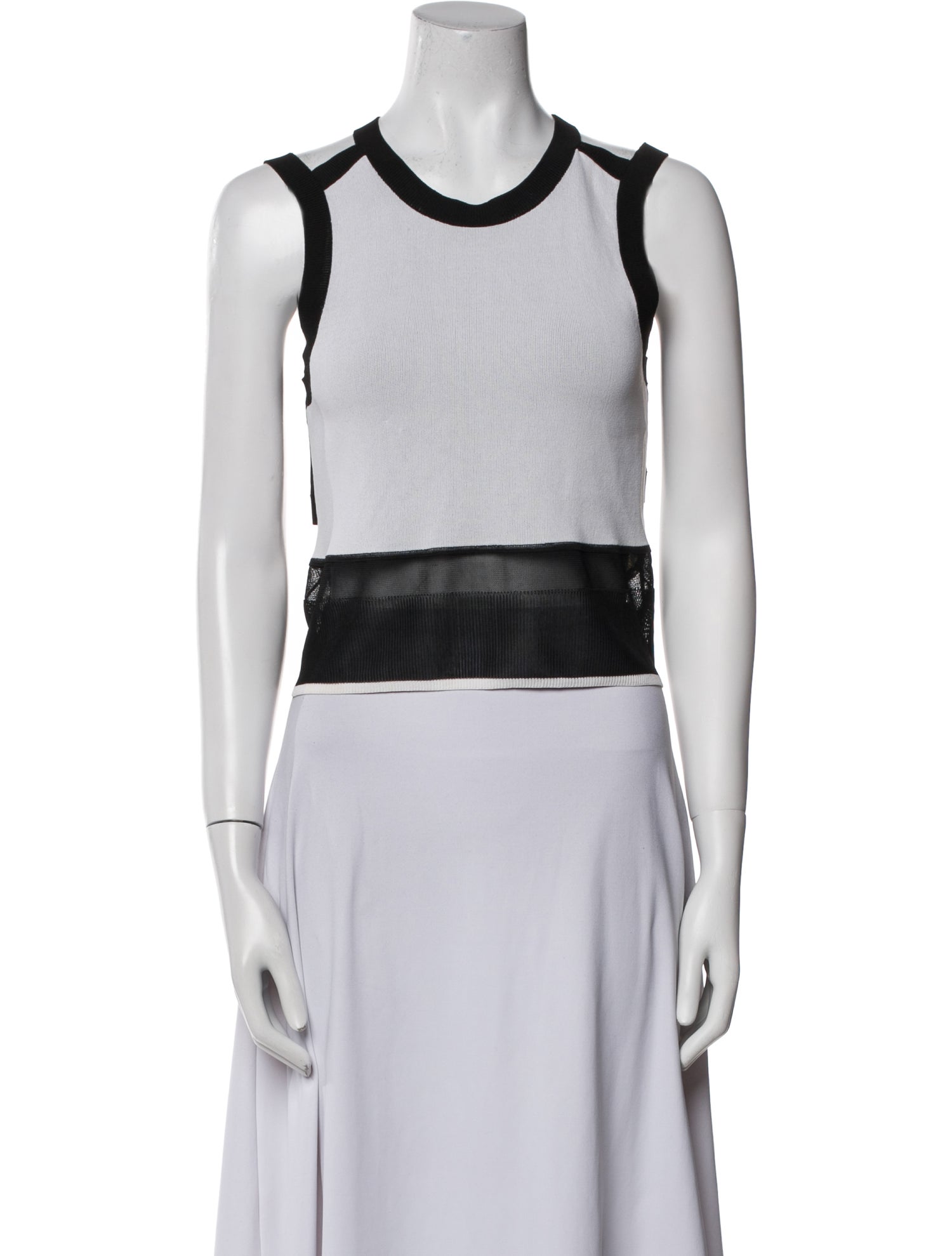 Helmut Lang Colorblock Pattern Scoop Neck Crop Top