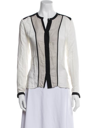 Helmut Lang Striped V-Neck Button-Up Top