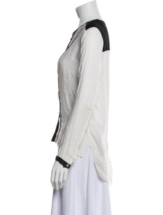 Helmut Lang Striped V-Neck Button-Up Top