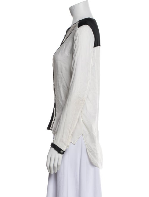 Helmut Lang Striped V-Neck Button-Up Top