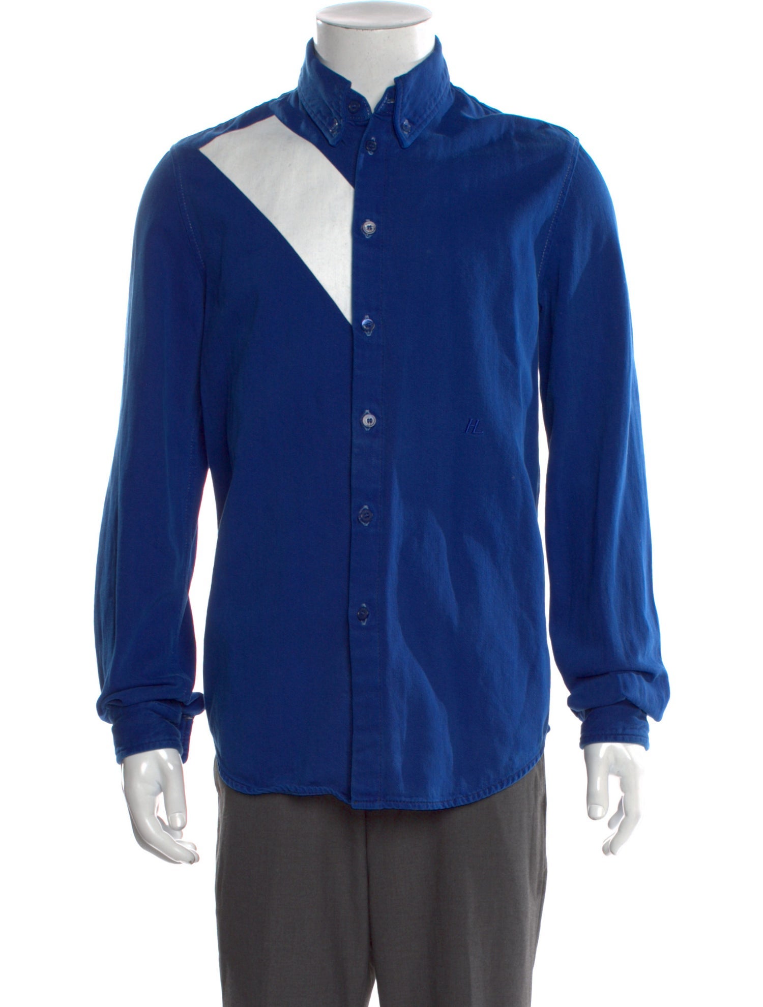 Helmut Lang Colorblock Pattern Long Sleeve Shirt