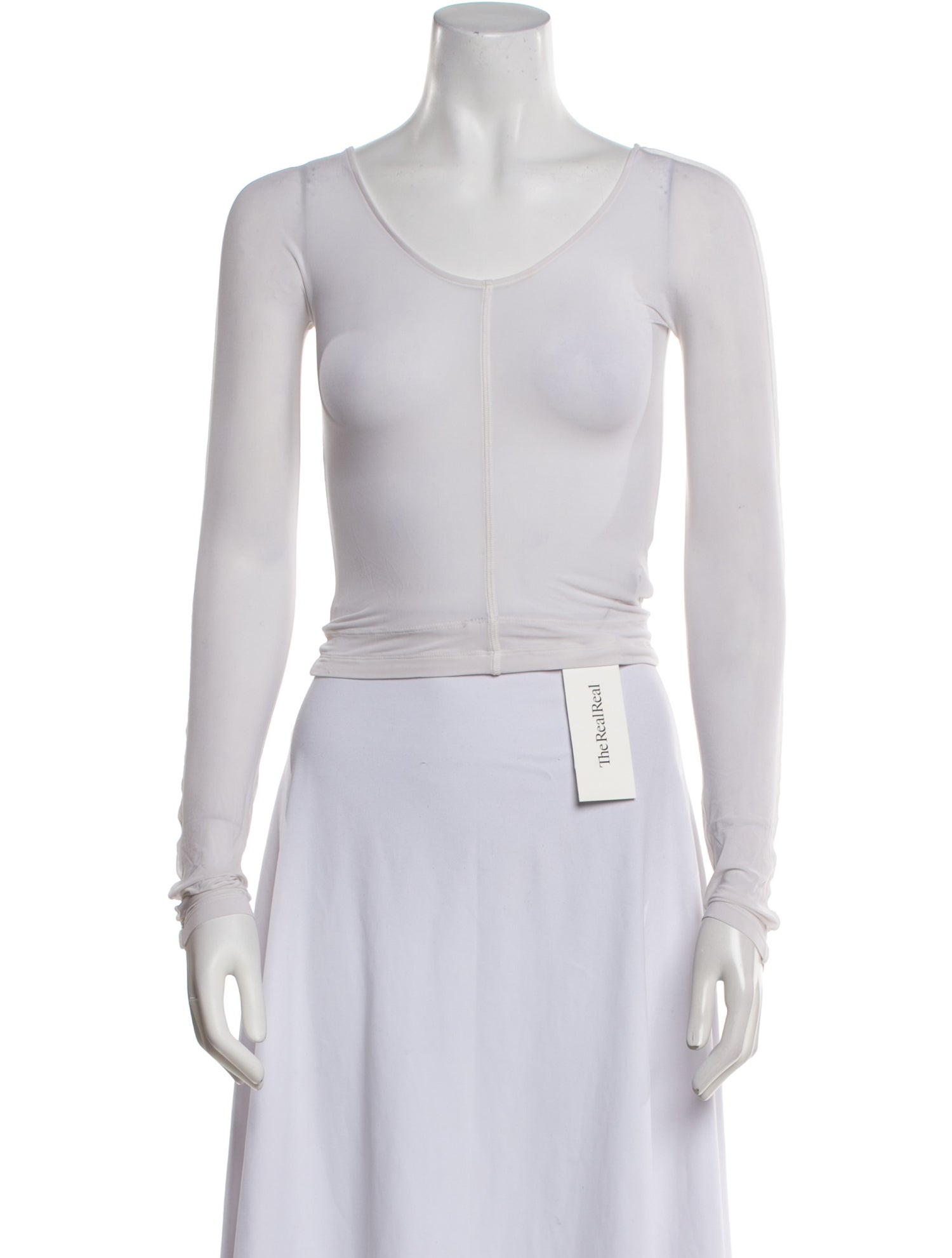 Helmut Lang Scoop Neck Long Sleeve Crop Top