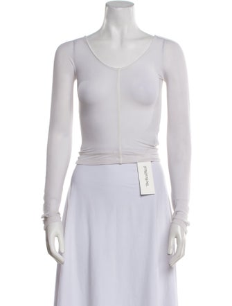 Helmut Lang Scoop Neck Long Sleeve Crop Top