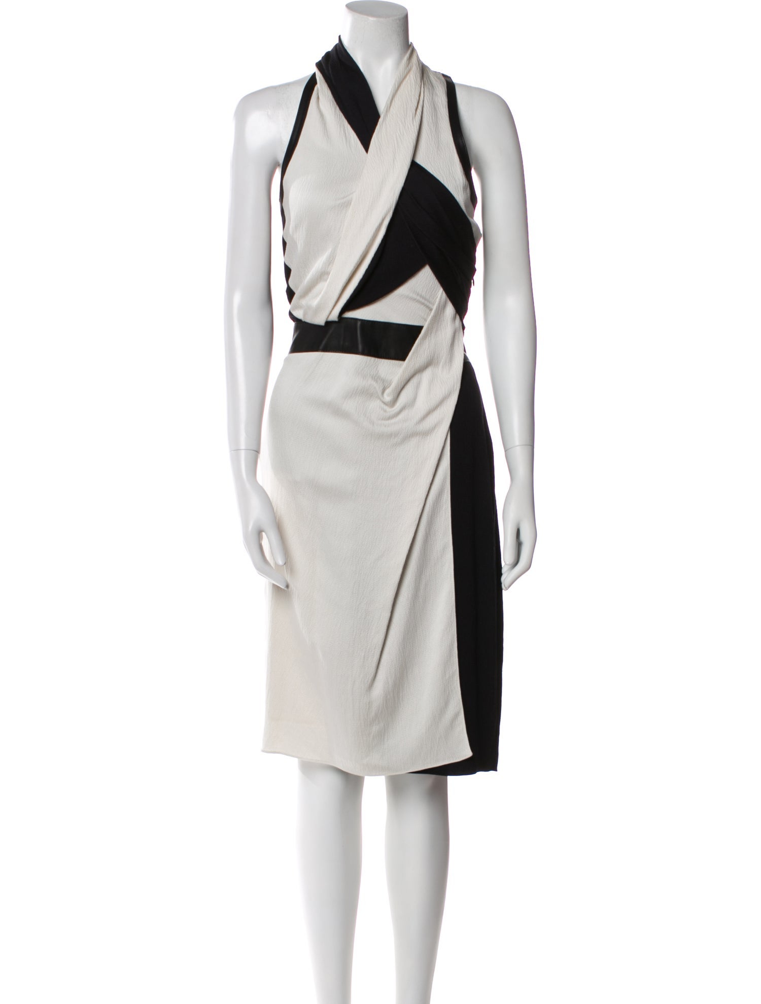 Helmut Lang Colorblock Pattern Midi Length Dress