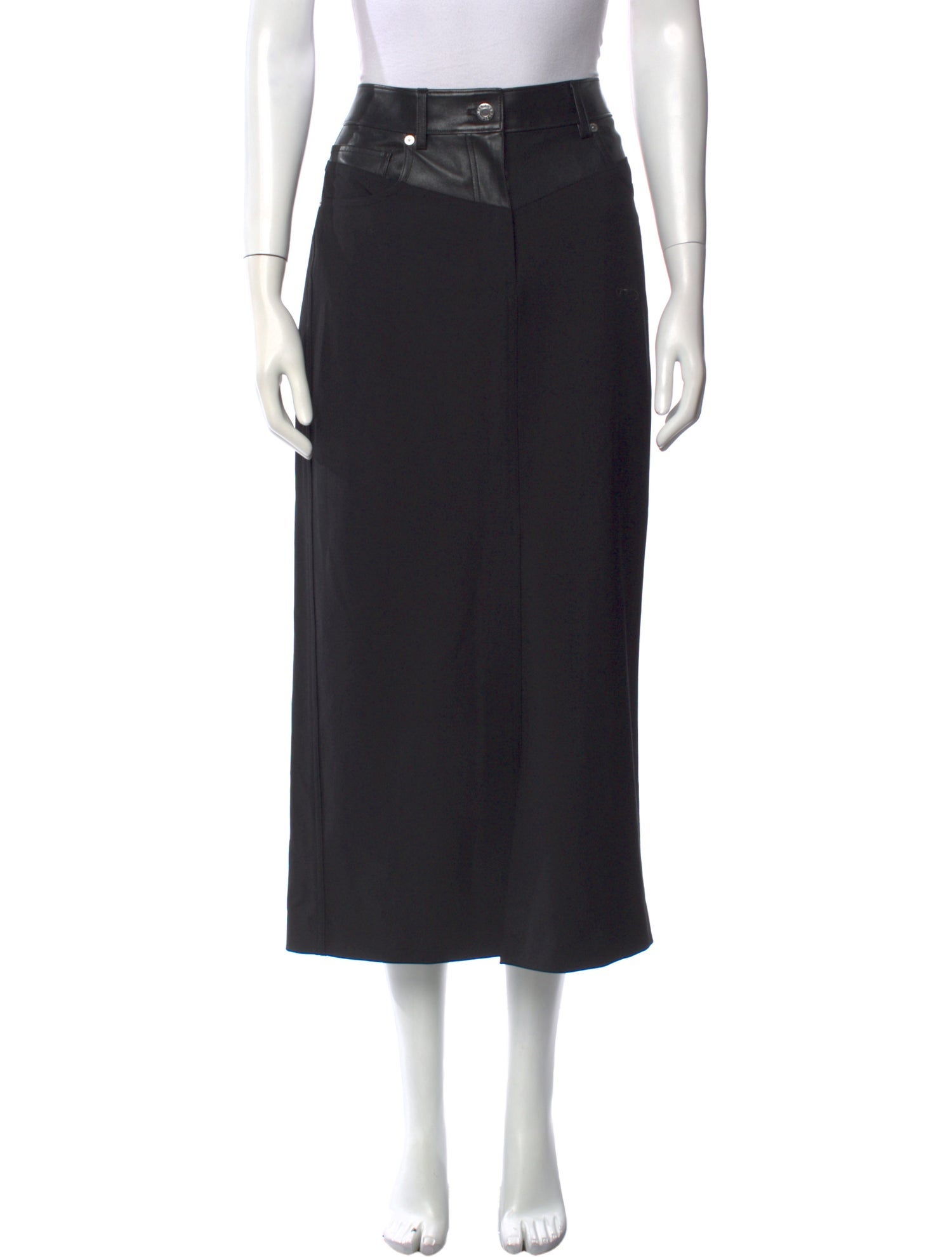 Helmut Lang Leather Trim Embellishment Midi Length Skirt